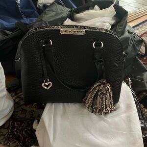 Brighton Black Satchel with Tassel and Heart Charm